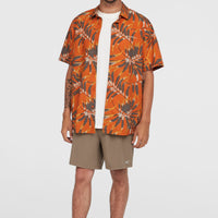 Print Shirt | Orange Dipped Leaves