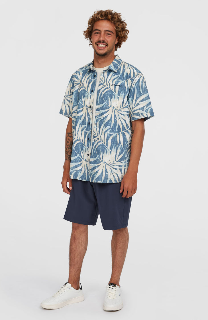 Print Shirt | Blue Dipped Leaves