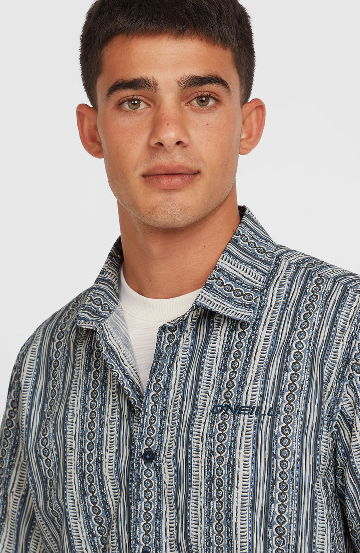 Print Shirt | Blue Pressed Lines