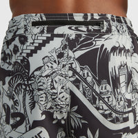 Packable All Over Print 15'' Hybrid Shorts | Black Oyster