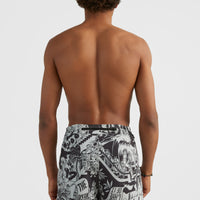 Packable All Over Print 15'' Hybrid Shorts | Black Oyster