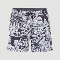 Packable All Over Print 15'' Hybrid Shorts | Black Oyster