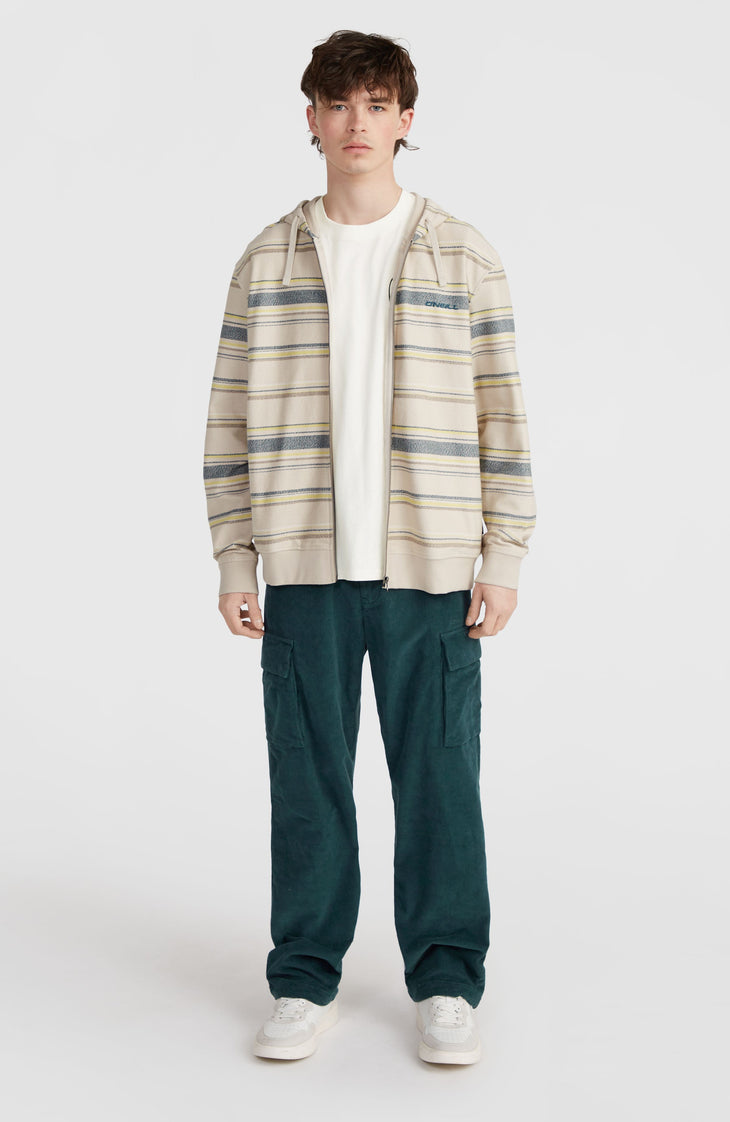 Bavaro Full-Zip Hoodie | Grey Vintage Stripe