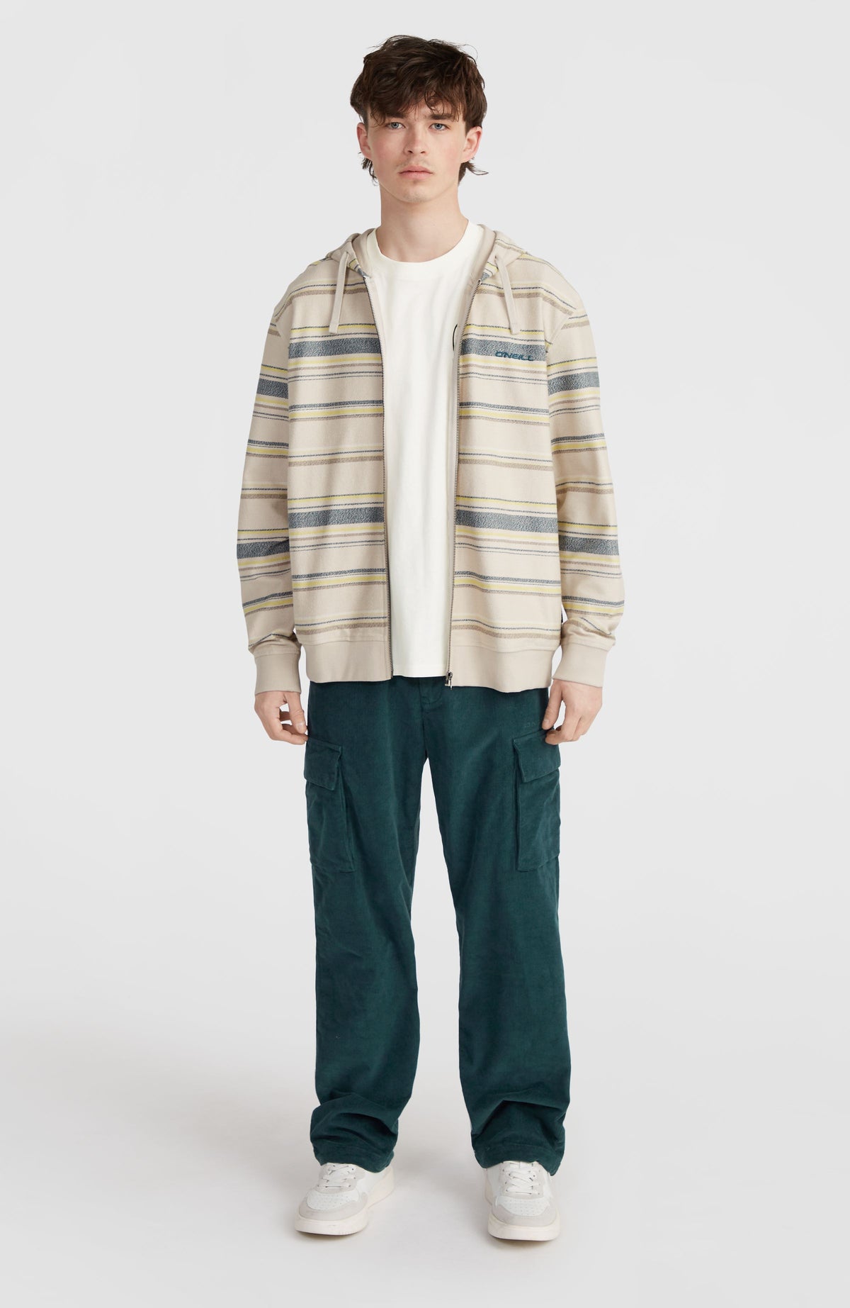 Bavaro Full-Zip Hoodie | Grey Vintage Stripe