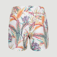 Cali Print 15'' Swim Shorts | White Tropical Flower