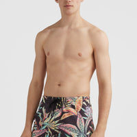 Cali Print 15'' Swim Shorts | Black Tropical Flower