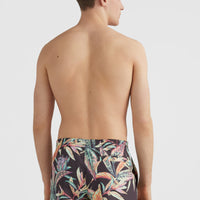 Cali Print 15'' Swim Shorts | Black Tropical Flower