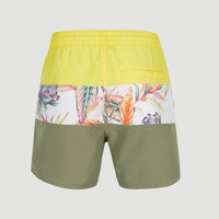 Cali Block 15'' Swim Shorts | White Tropical Flower