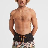 Cali Block 15'' Swim Shorts | Black Tropical Flower