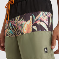 Cali Block 15'' Swim Shorts | Black Tropical Flower