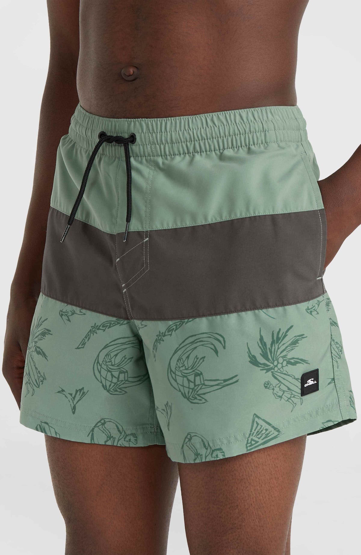 Mix and Match Cali Block 15'' Swim Shorts | Green Vintage Surfer