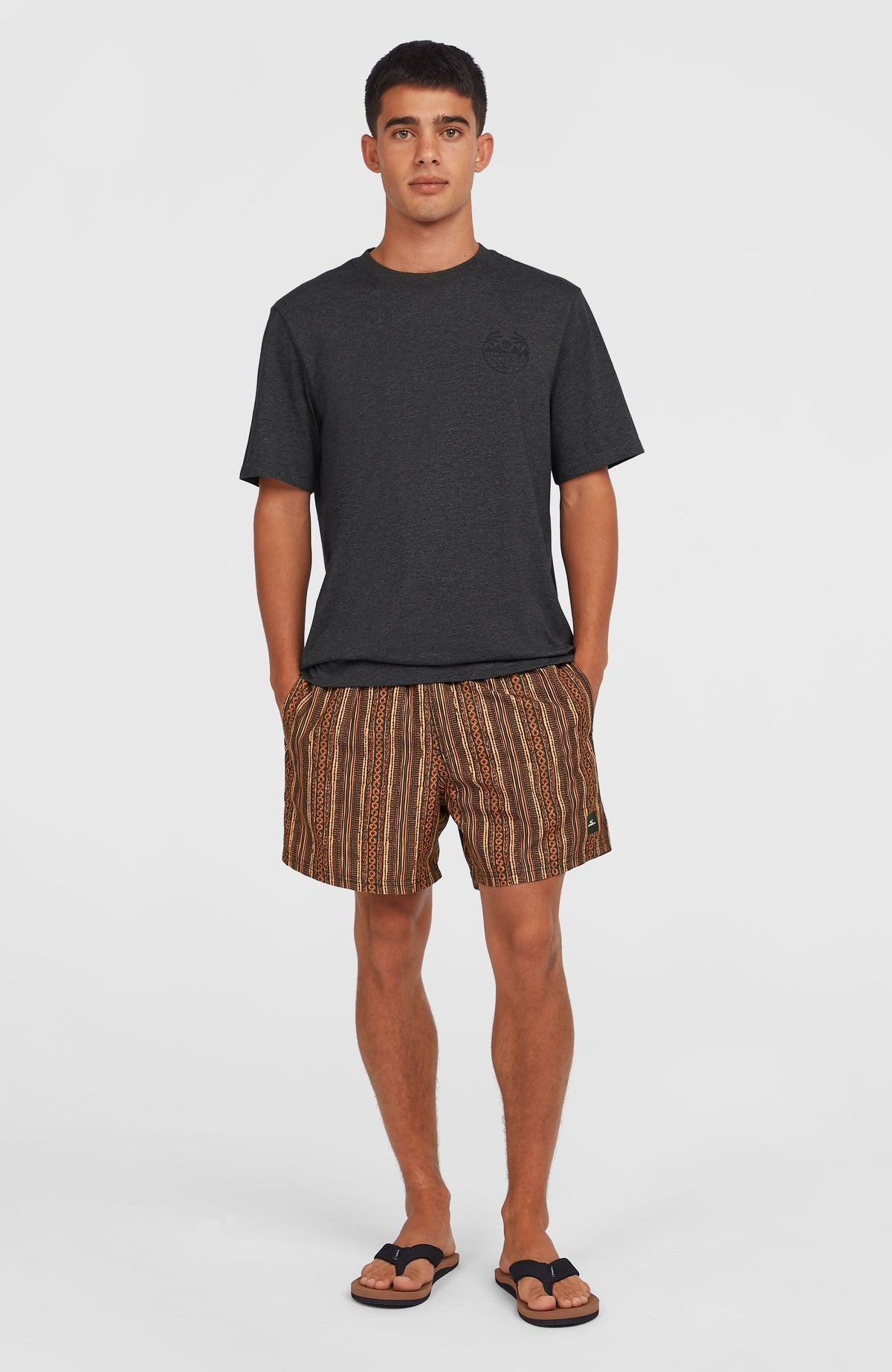 Cali Print 15'' Swim Shorts | Orange Pressed Lines