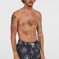 Cali Print 15'' Swim Shorts | Black Mystical