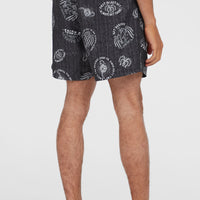 Cali Print 15'' Swim Shorts | Black Mystical