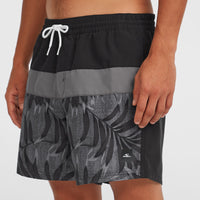 Cali Block 15'' Swim Shorts | Black Dipped Leaves