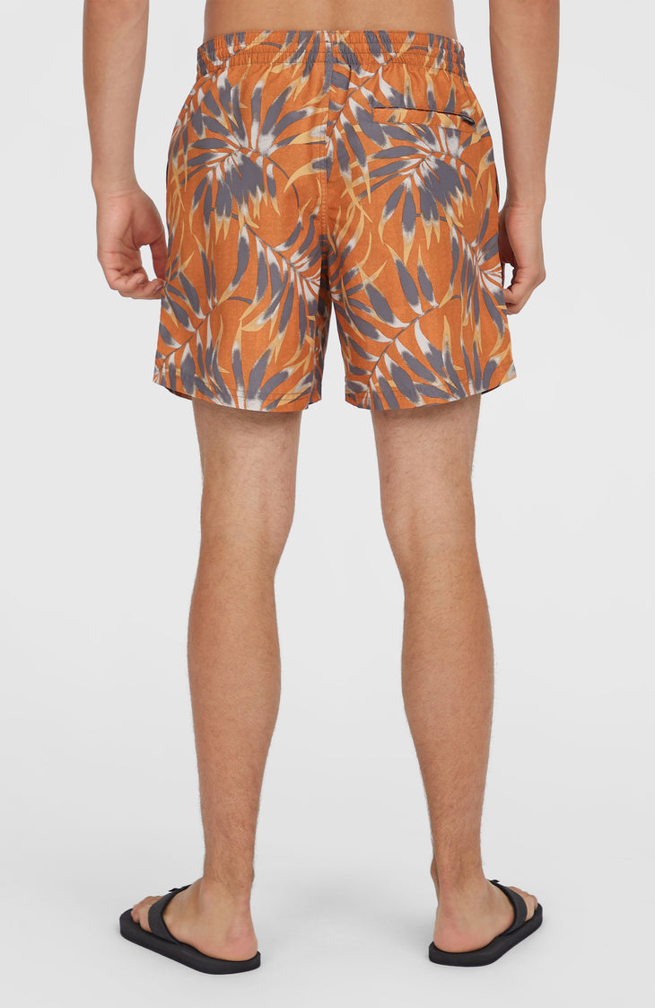 Cali Floral 16'' Swim Shorts | Orange Dipped Leaves