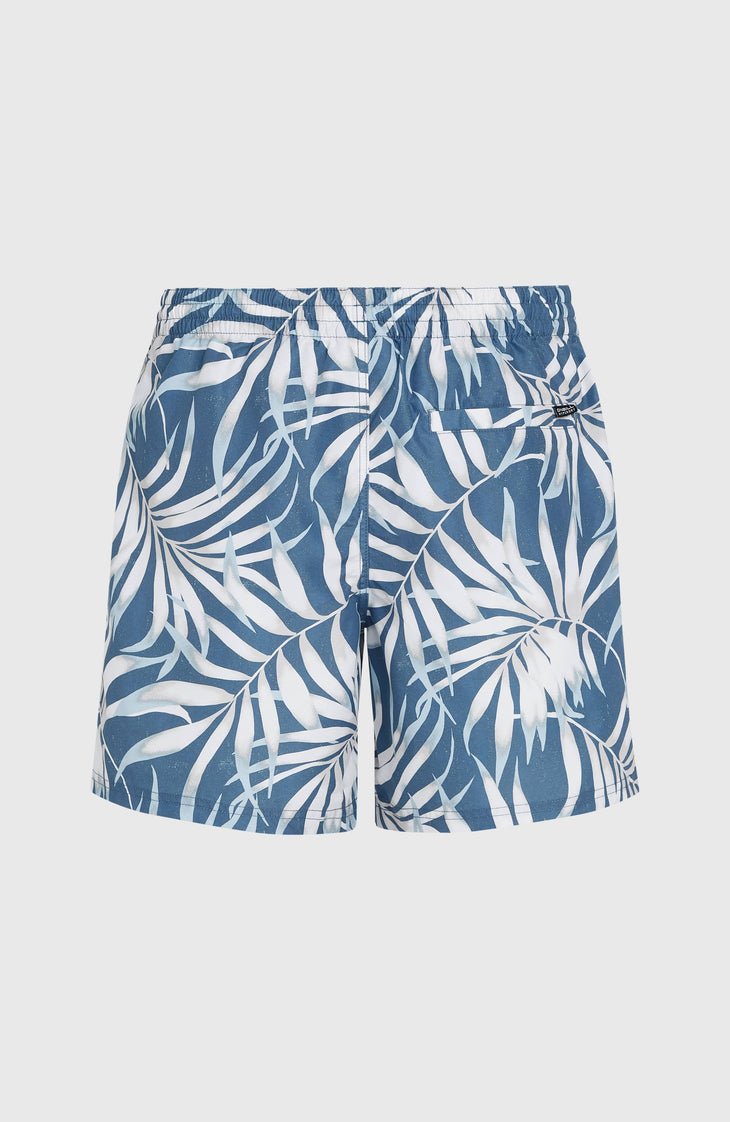 Cali Floral 16'' Swim Shorts | Blue Dipped Leaves