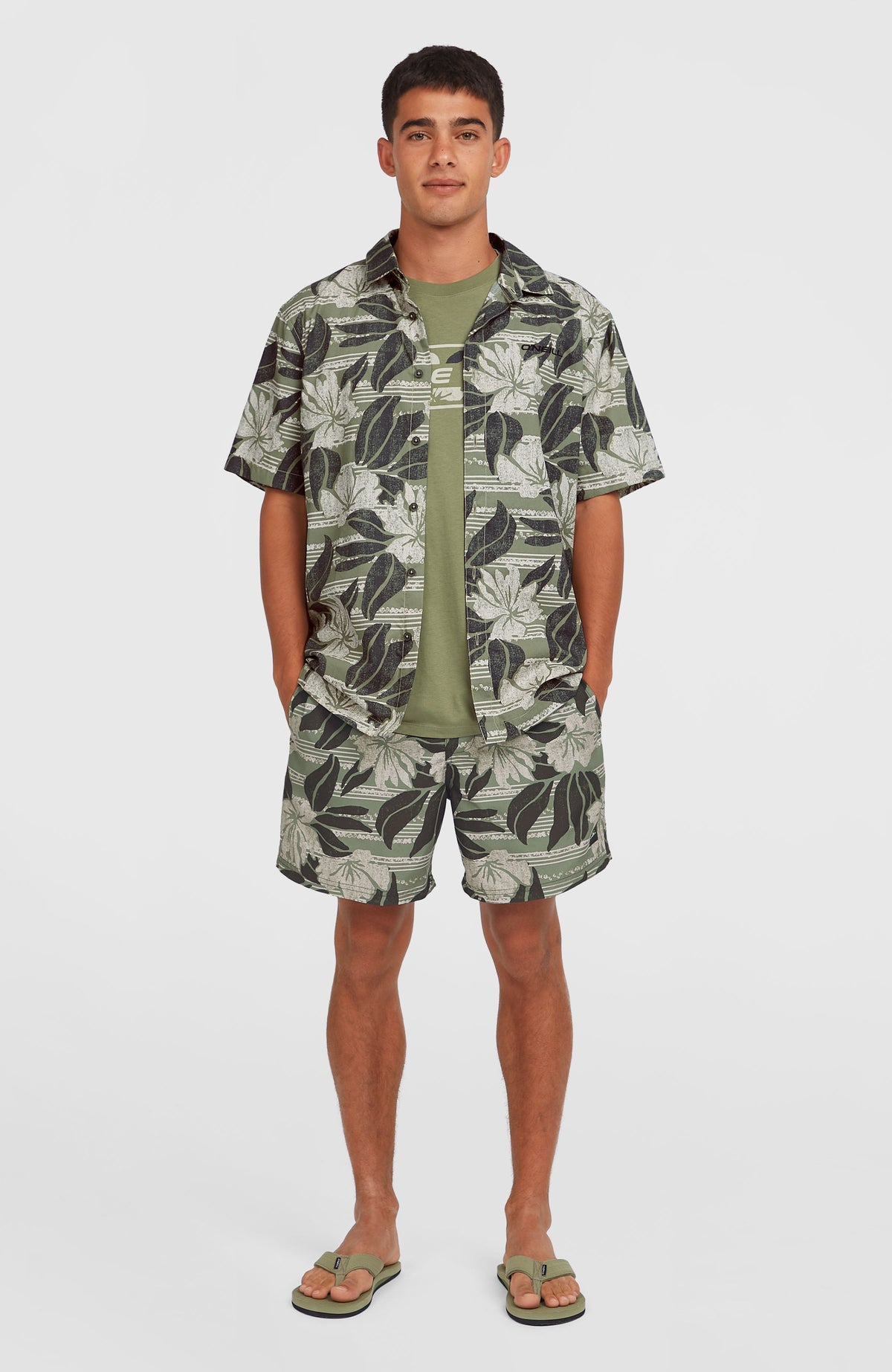 Cali Floral 16'' Swim Shorts | Green Dusty Flower