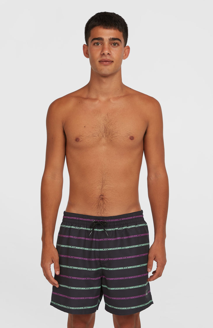 Cali First 15'' Swim Shorts | Black/Purple O'Neill Stripe