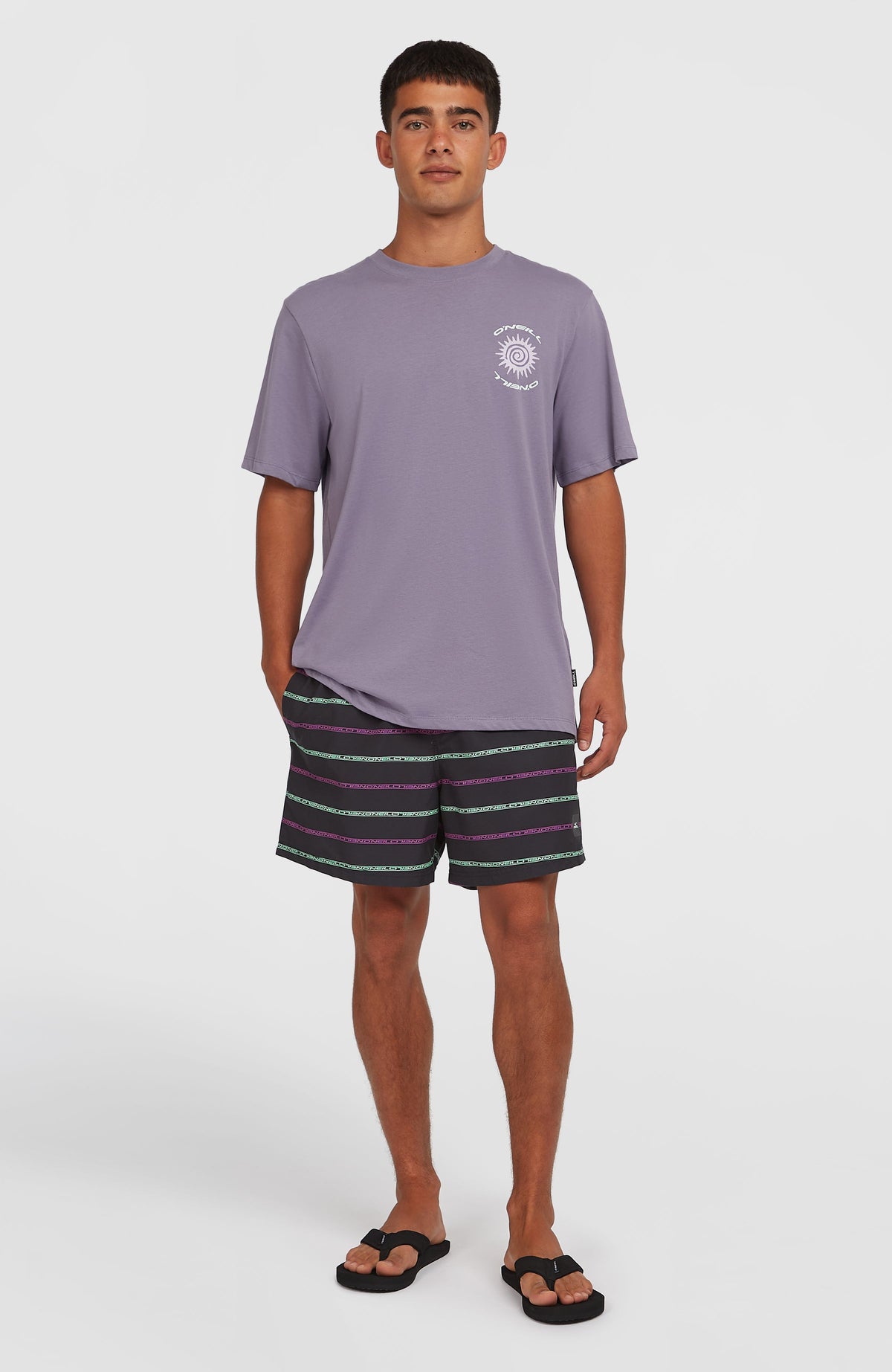 Cali First 15'' Swim Shorts | Black/Purple O'Neill Stripe