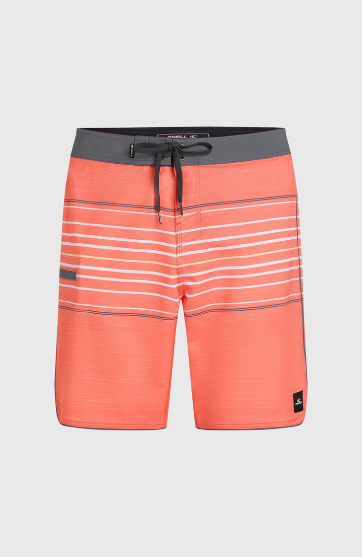 Hyperfreak Heat Stripe Scallop 18'' Boardshorts | Peach Echo Heat Stripe