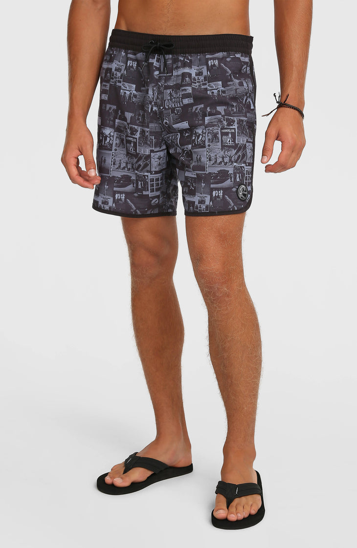 O'Riginals Scallop 16'' Swimshorts | Black Out Heritage AOP