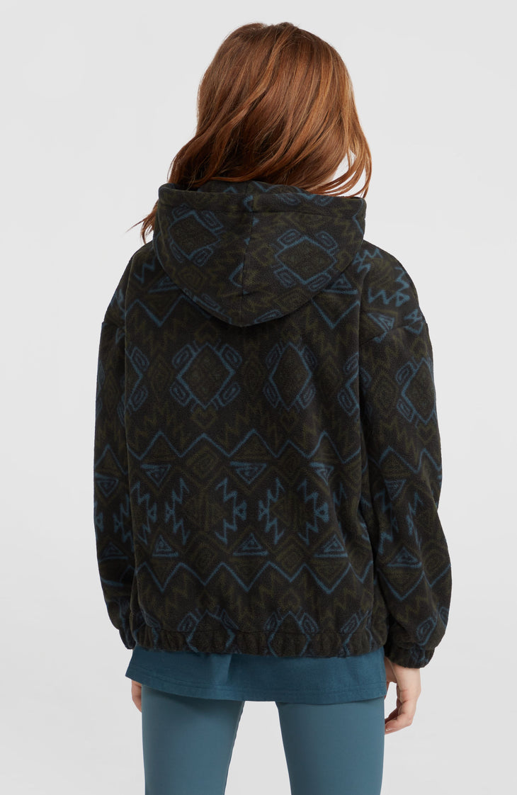 Superfleece Half-Zip Hoodie | Black Retro Ikat