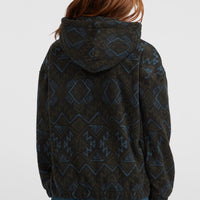 Superfleece Half-Zip Hoodie | Black Retro Ikat