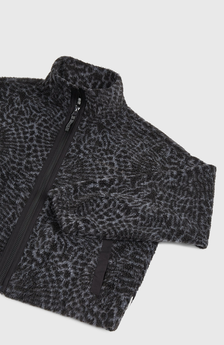 High-Pile Full-Zip Fleece | Black Animalica