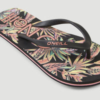 Moya Sandals | Black Tropical Flower