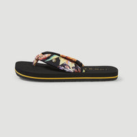 Ditsy Sun Sandals | Black Tropical Flower