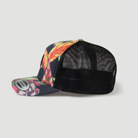 Flood Trucker Cap | Black Tropical Flower