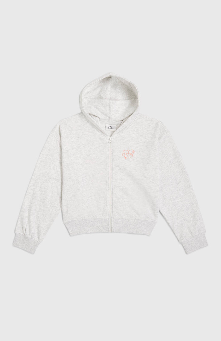 Script Falf-Zip Hoodie | White Melange
