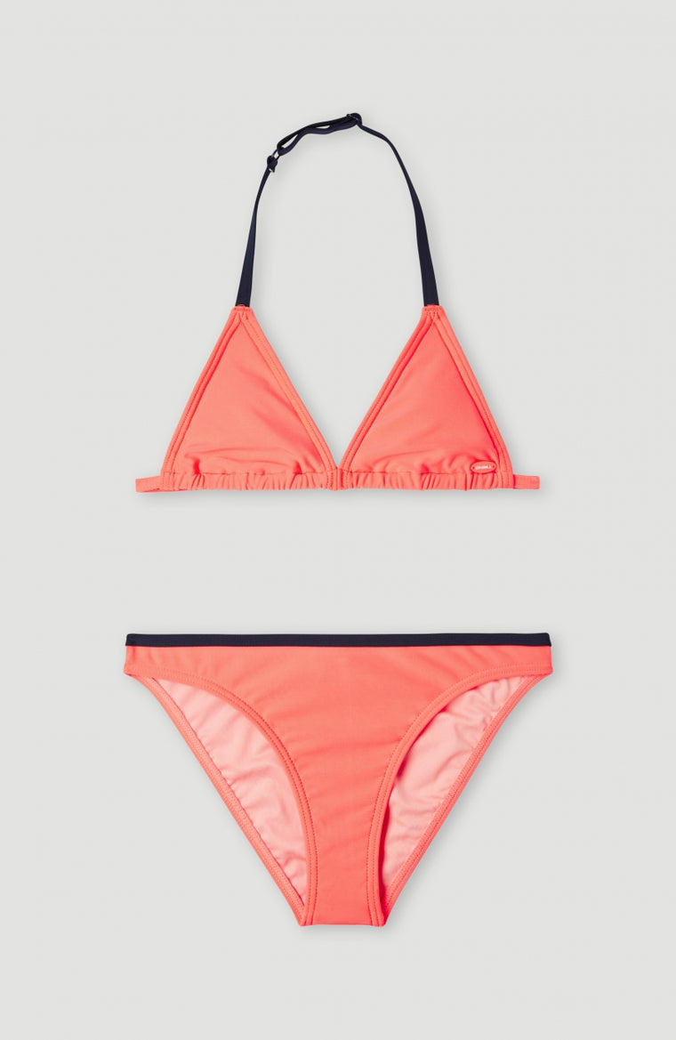 Essentials Triangle Bikini Set | Neon Coral