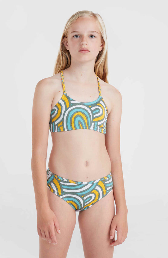 Mix and Match Tropics Bikini Set | Blue Rainbow Stripe