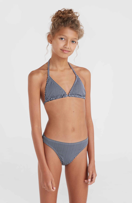 Essentials Triangle Bikini Set | Black Simple Stripe