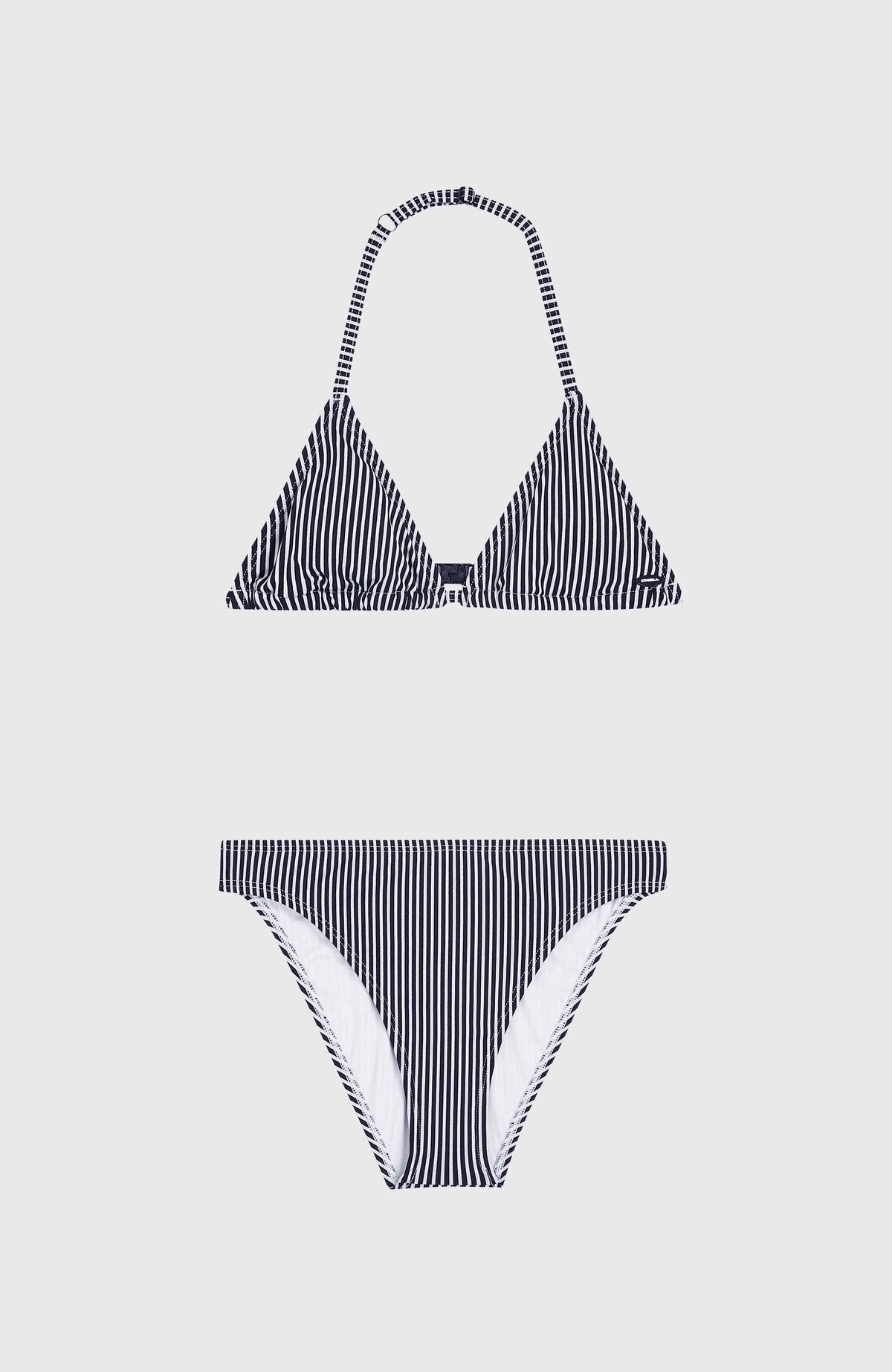 Essentials Triangle Bikini Set | Black Simple Stripe