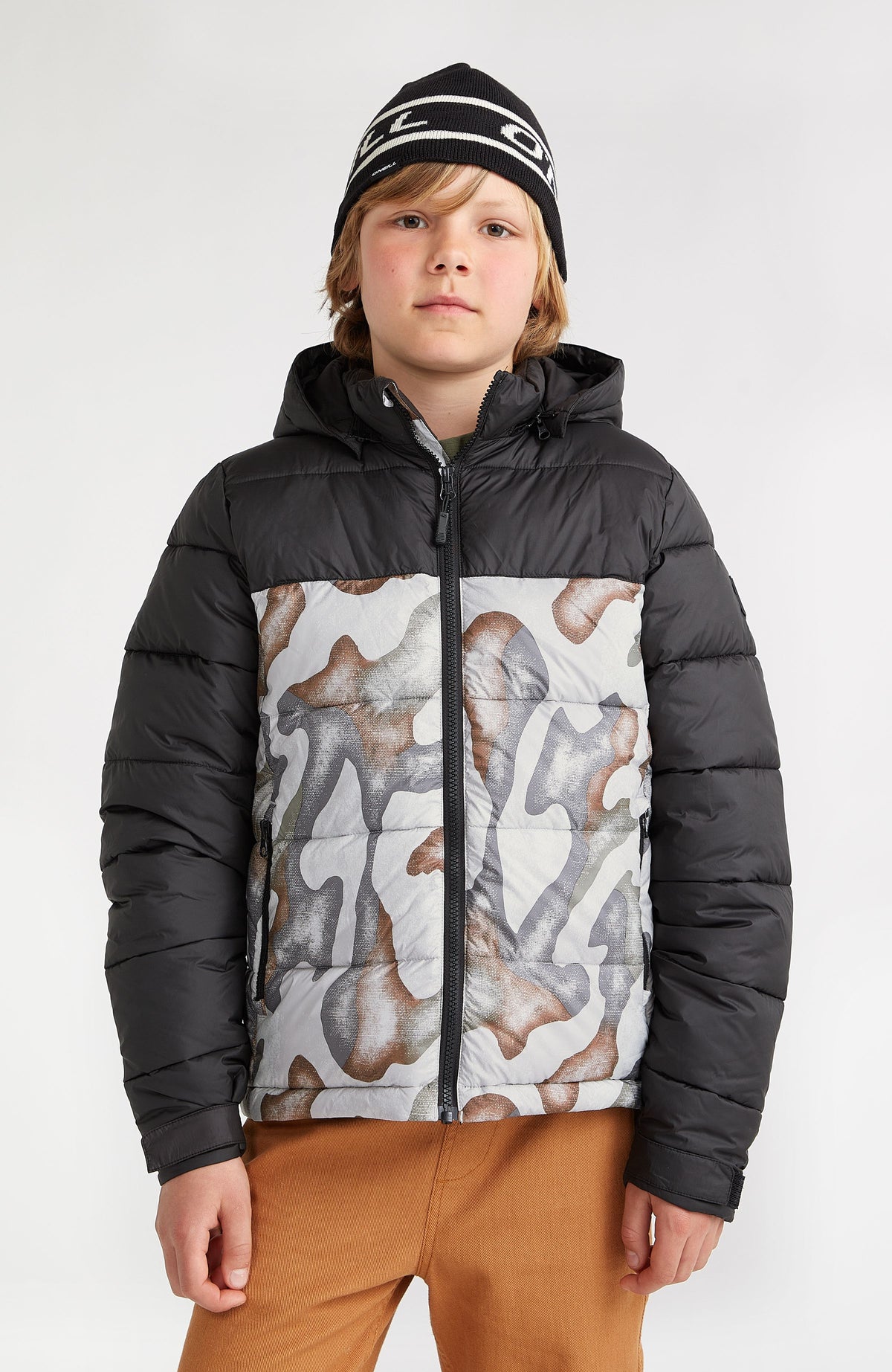 Camouflage puffer coat on sale