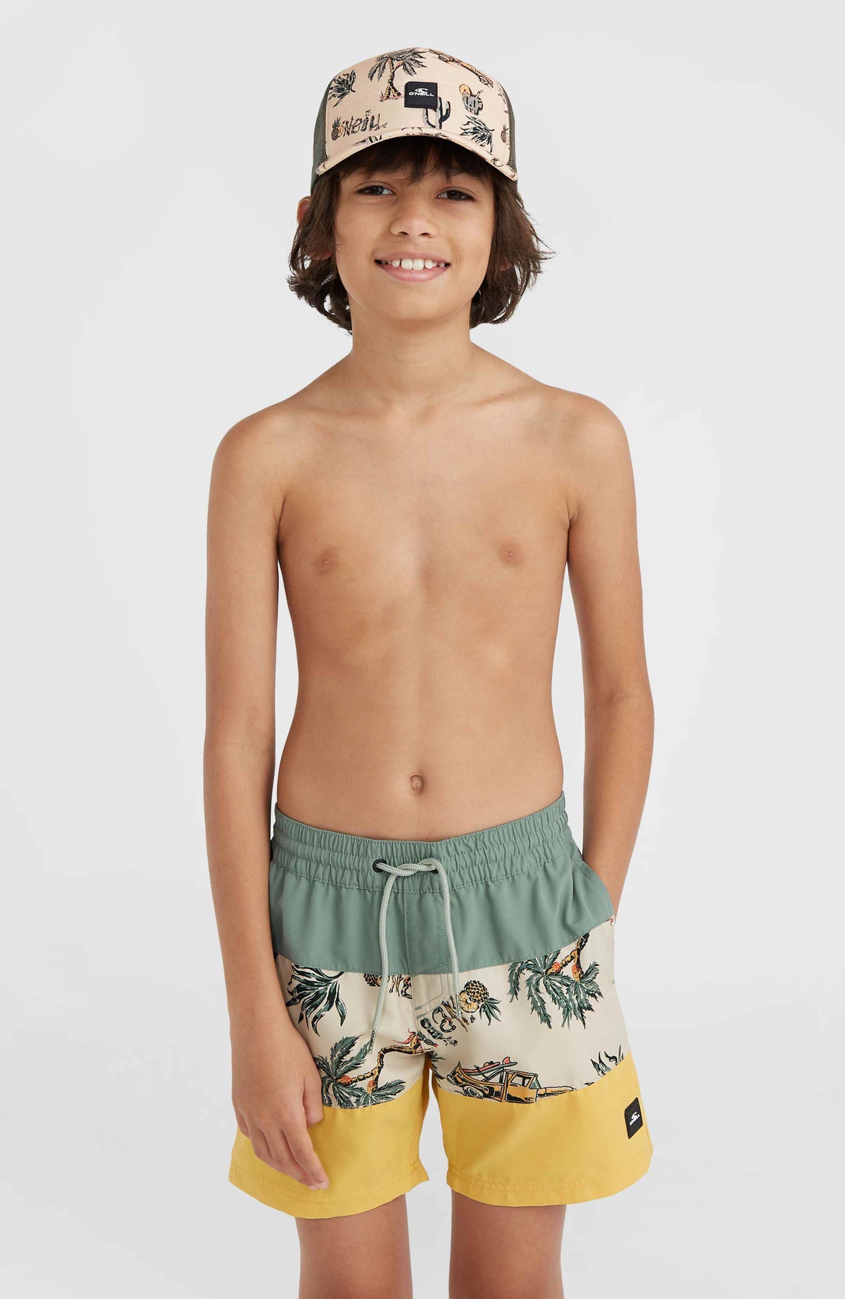 WDS （BE YOUTH TOWN）Beach Shorts M Yellow Kid's Townshorts in Yellow Ohia Print