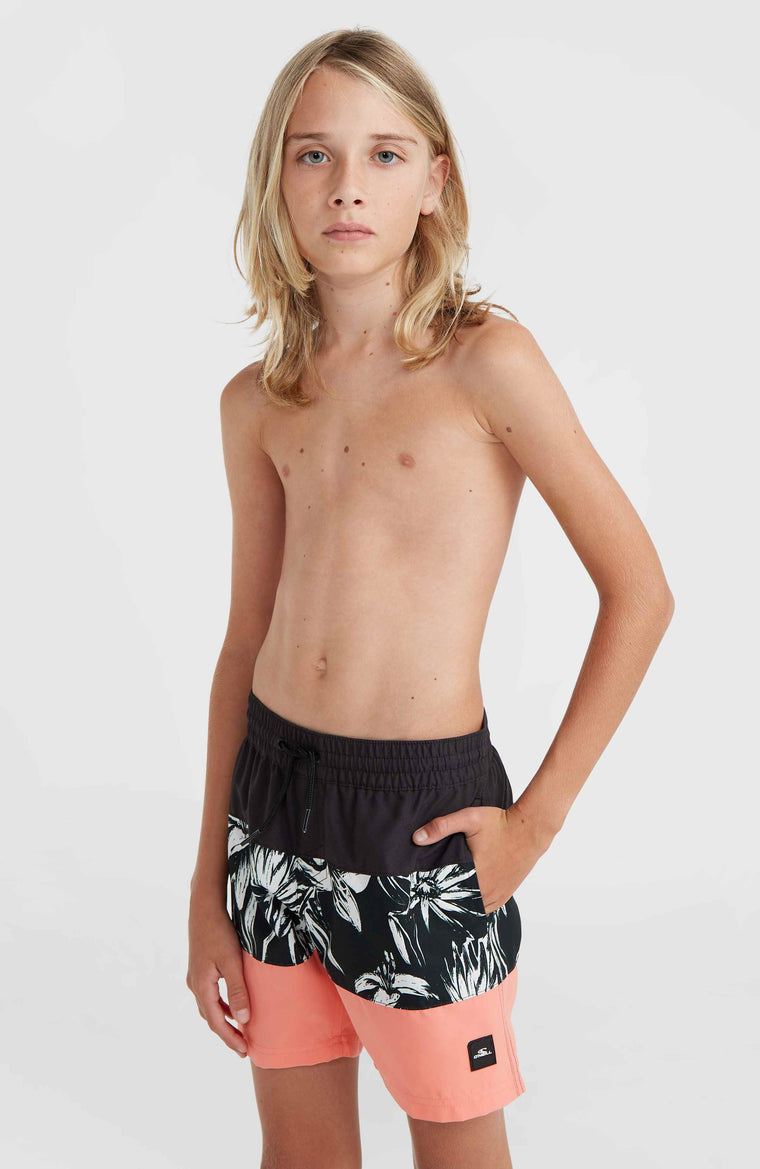 Mix and Match Cali Block 13'' Swim Shorts | Black/White Tonal Tropicana