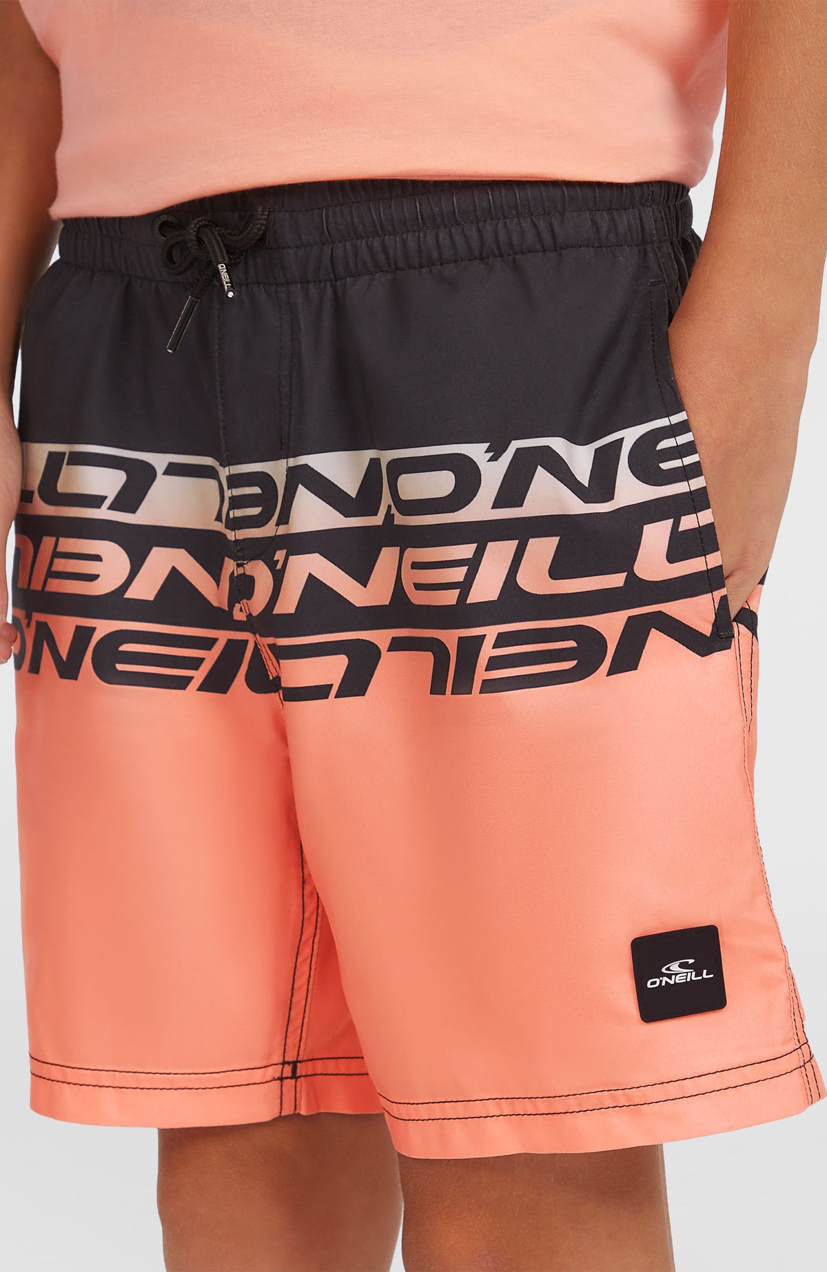 Cali Stripe 14'' Swim Shorts | Coral Upside Down
