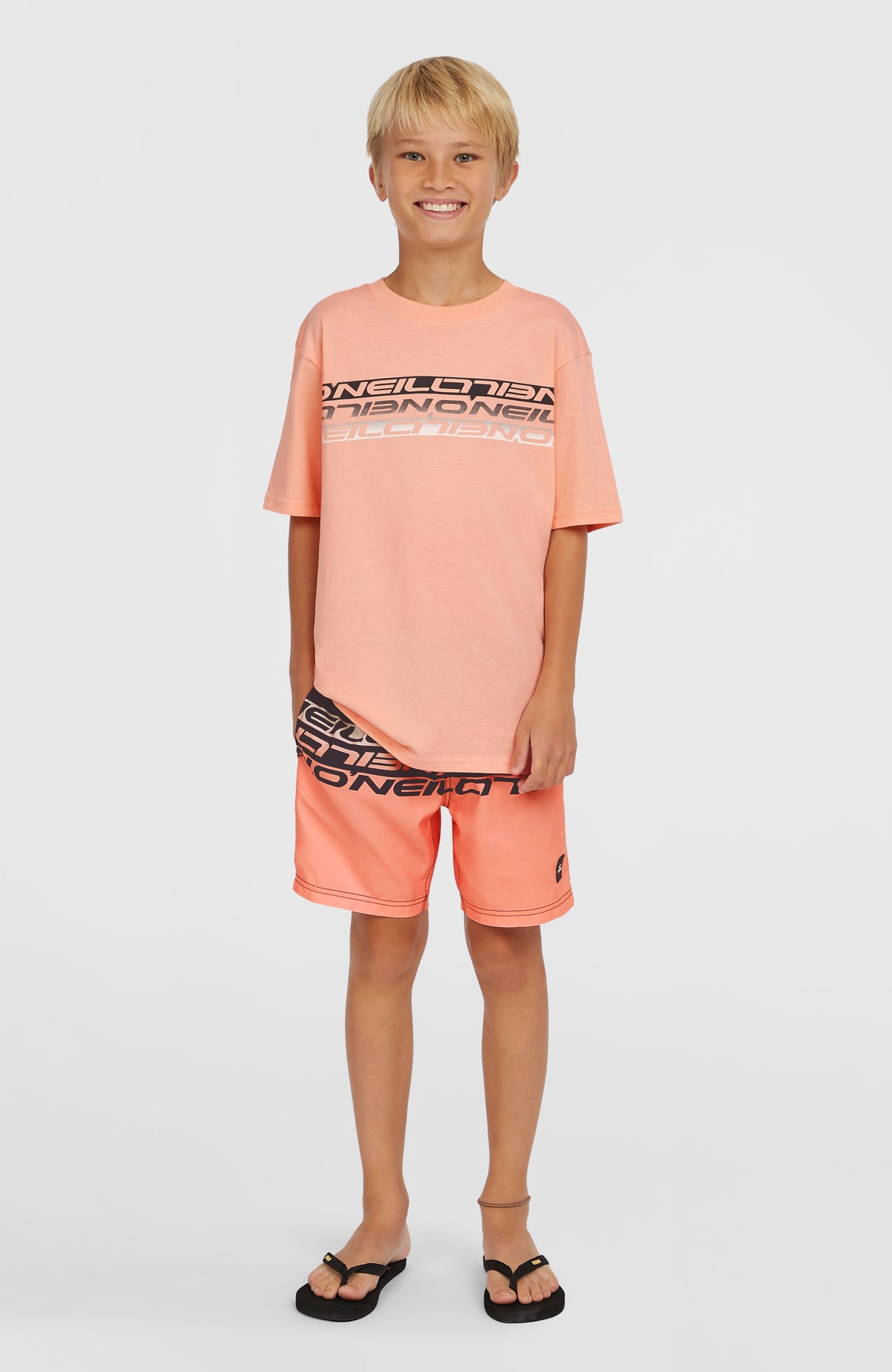 Cali Stripe 14'' Swim Shorts | Coral Upside Down