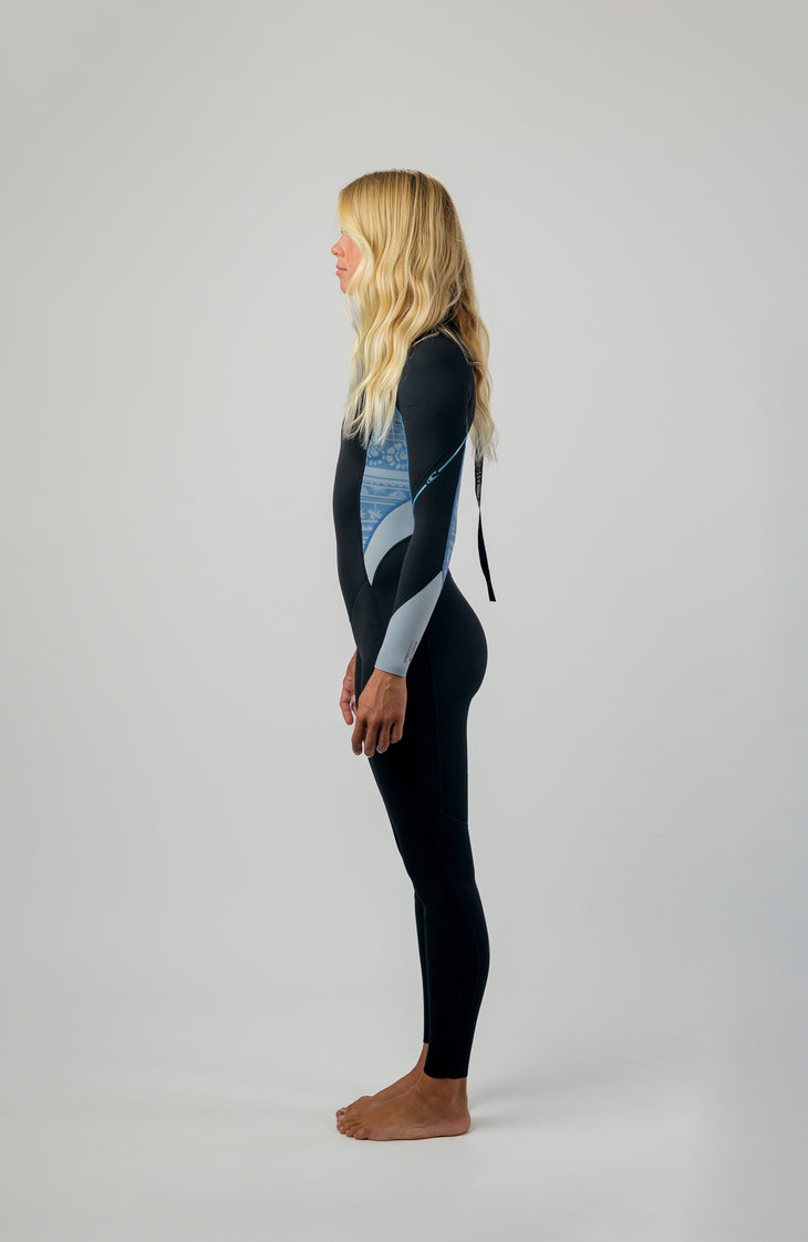 Bahia 3/2mm Back Zip Full Wetsuit | BLACK/SURFABSTRACT/CHAMBRAYBLU