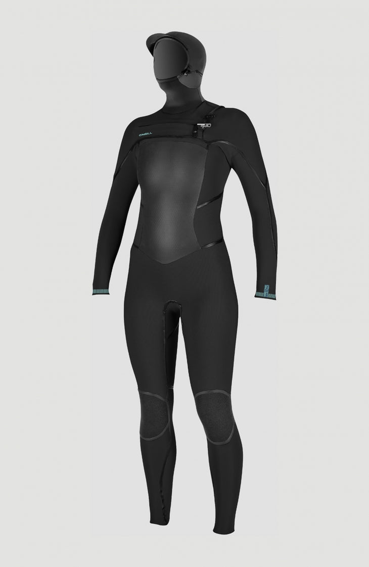 Psycho Tech 6/4mm Chest Zip Hood Full Wetsuit | BLACK/BLACK