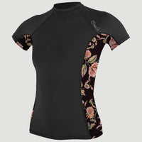 Side Print Short Sleeve Rash Guard | Black