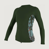 Side Print Long Sleeve Rash Guard | Dark Green