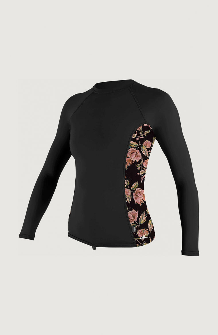 Side Print Long Sleeve Rash Guard | Black