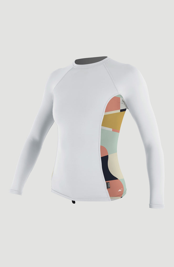 Side Print Long Sleeve Rash Guard | WHITE/JASMINE