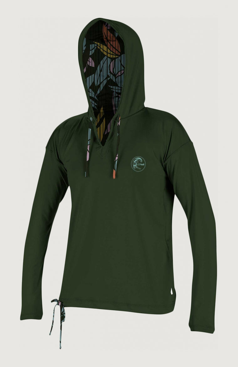Print Long Sleeve UV Hoodie | Dark Green