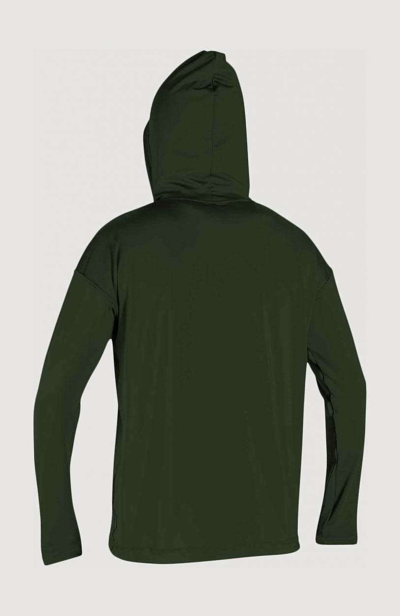 Print Long Sleeve UV Hoodie | Dark Green